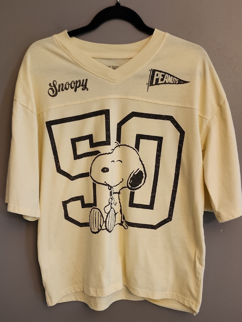 Peanuts Snoopy Light Yellow Graphic Oversized Tee